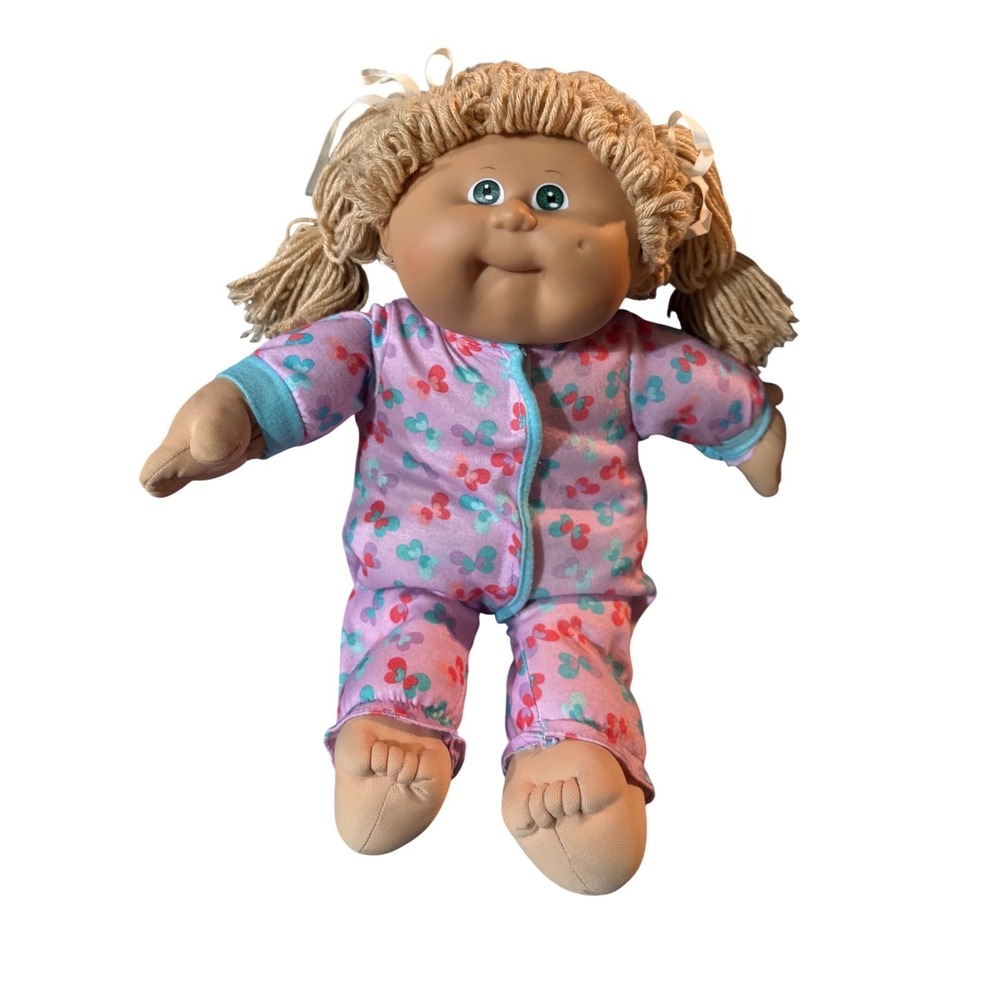 Vintage Cabbage Patch Kid Doll 1982 Blonde Pigtails Green Eyes Original Coleco